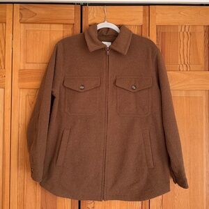 Joie Camel Full Zip Oversized Jacket